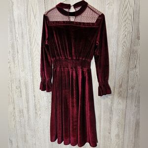 InShop Victorian Burgundy Dress Academia Bishop Sleeve Vintage